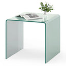 C-Shaped End Table Modern Tempered Glass Side Table with Shelf by LJGDeals
