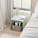 C-Shaped End Table Modern Tempered Glass Side Table with Shelf by LJGDeals