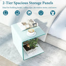 C-Shaped End Table Modern Tempered Glass Side Table with Shelf by LJGDeals