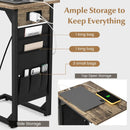 Set of 2 C Shaped End Table with Charging Station-Rustic Brown by LJGDeals