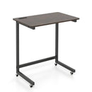 C-shaped End Table with Wheels Mobile Bedside Table with Built-in Phone Slot-Rustic Brown by LJGDeals