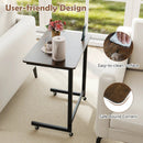 C-shaped End Table with Wheels Mobile Bedside Table with Built-in Phone Slot-Rustic Brown by LJGDeals