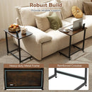 C-shaped End Table with Wheels Mobile Bedside Table with Built-in Phone Slot-Rustic Brown by LJGDeals