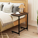 C-shaped End Table with Wheels Mobile Bedside Table with Built-in Phone Slot-Rustic Brown by LJGDeals