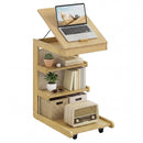 C-shaped End Table with Wheels and Adjustable Desktop for Sofa Couch Bedside by LJGDeals