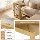 C-shaped End Table with Wheels and Adjustable Desktop for Sofa Couch Bedside by LJGDeals