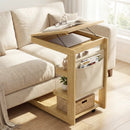C-shaped End Table with Wheels and Adjustable Desktop for Sofa Couch Bedside by LJGDeals