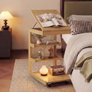 C-shaped End Table with Wheels and Adjustable Desktop for Sofa Couch Bedside by LJGDeals