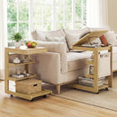 C-shaped End Table with Wheels and Adjustable Desktop for Sofa Couch Bedside by LJGDeals