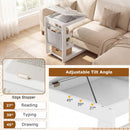 C-shaped End Table with Wheels and Adjustable Desktop for Sofa Couch Bedside by LJGDeals