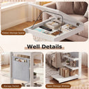 C-shaped End Table with Wheels and Adjustable Desktop for Sofa Couch Bedside by LJGDeals