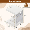 C-shaped End Table with Wheels and Adjustable Desktop for Sofa Couch Bedside by LJGDeals