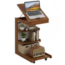C-shaped End Table with Wheels and Adjustable Desktop for Sofa Couch Bedside by LJGDeals