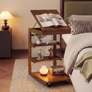 C-shaped End Table with Wheels and Adjustable Desktop for Sofa Couch Bedside by LJGDeals