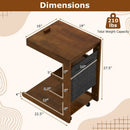 C-shaped End Table with Wheels and Adjustable Desktop for Sofa Couch Bedside by LJGDeals