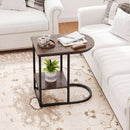 C-Shaped Sofa Side Table with Faux Marble Top & Storage Shelf by DirectDeals