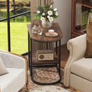 C-Shaped Sofa Side Table with Faux Marble Top & Storage Shelf by LJGDeals