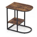 C-Shaped Sofa Side Table with Faux Marble Top & Storage Shelf by LJGDeals