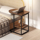 C-Shaped Sofa Side Table with Faux Marble Top & Storage Shelf by LJGDeals