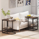 C-Shaped Side Table with Storage Shelf and Marble Top by LJGDeals