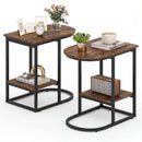 C-Shaped Side Table with Storage Shelf and Marble Top by LJGDeals