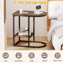 C-Shaped Side Table with Storage Shelf and Marble Top by DirectDeals