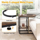 C-Shaped Side Table with Storage Shelf and Marble Top by DirectDeals