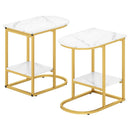 C-Shaped Side Table with Faux Marble Top and Storage Shelf by LJGDeals