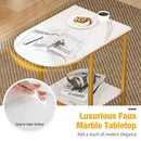 C-Shaped Side Table with Faux Marble Top and Storage Shelf by LJGDeals