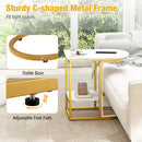 C-Shaped Side Table with Faux Marble Top and Storage Shelf by LJGDeals