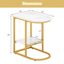C-Shaped Side Table with Faux Marble Top and Storage Shelf by LJGDeals
