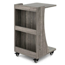C-shaped Rolling End Side with Back Storage Shelves beside Sofa by LJGDeals