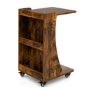 C-shaped Rolling End Side with Back Storage Shelves beside Sofa by LJGDeals