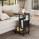 C-shaped Side Table with Canvas Storage Pouch and Metal Frame-Borwn by LJGDeals