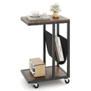 C-shaped Side Table with Canvas Storage Pouch and Metal Frame-Borwn by LJGDeals