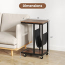 C-shaped Side Table with Canvas Storage Pouch and Metal Frame-Borwn by LJGDeals