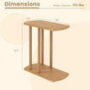 Narrow 2-Tier C-shaped Teak Wood Side Table with Thickened Top and Sturdy Base by LJGDeals