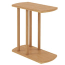 Narrow 2-Tier C-shaped Teak Wood Side Table with Thickened Top and Sturdy Base by LJGDeals