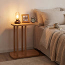 Narrow 2-Tier C-shaped Teak Wood Side Table with Thickened Top and Sturdy Base by LJGDeals