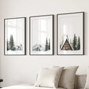Rustic Cabin, Snowy Forest Prints. 3 Piece Winter Wall Art by Wall Art Set
