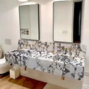 White Calacatta Viola Marble Double Sink Wall Mount Vanity 80