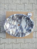 Calacatta Viola Oval White Purple Marble Handcarved Above Counter Vessel Bathroom Sink 14x18x5 Inch