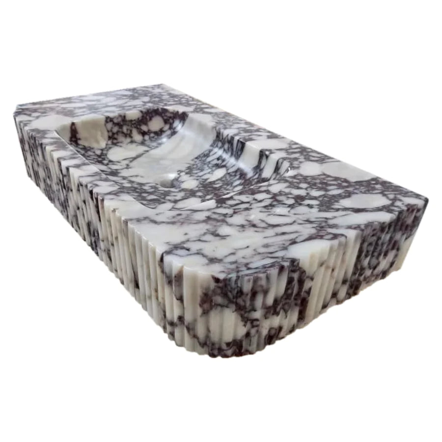 Calacatta Viola Marble Wall-mount Bathroom Vanity - Handcrafted Ribbed Textured 18x32x6, photo 5 of 9