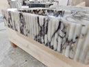 GMStone Calacatta Viola Marble Wall-mount Vanity Sink 18x32 Ribbed