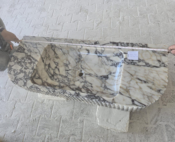 Calacatta Viola Marble Hand-Carved Wall-Mounted Bathroom Vanity 52x20