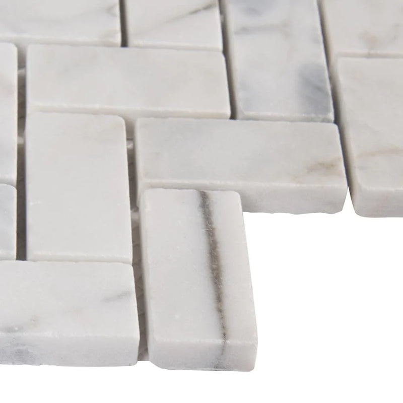 MSI Calacatta Cressa Herringbone Honed Marble Mosaic Tile 11.63"x11".63"