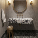Calacatta Viola Marble Wall-Mount Bathroom Sink – Fluted Design – 60" x 20" x 10" bathroom view