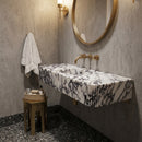 Calacatta Viola Marble Wall-Mount Bathroom Sink – Fluted Design – 60" x 20" x 10" bathroom view