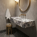 Calacatta Viola Marble Custom Wall-Mount Bathroom Sink with Fluted Front & Sides – 60" x 20" x 10"