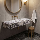Calacatta Viola Marble Wall-Mount Bathroom Sink – Fluted Design – 60" x 20" x 10" bathroom view